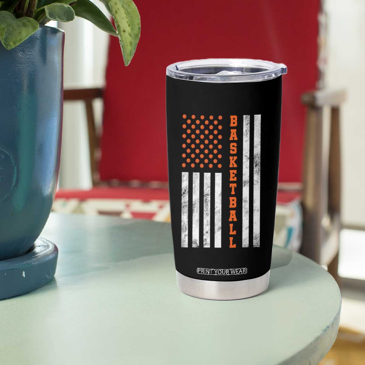 American Flag Basketball Tumbler Cup USA Sports Fan TS12 Print Your Wear