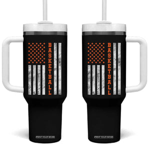 American Flag Basketball Tumbler With Handle USA Sports Fan TS12 One Size: 40 oz Black Print Your Wear