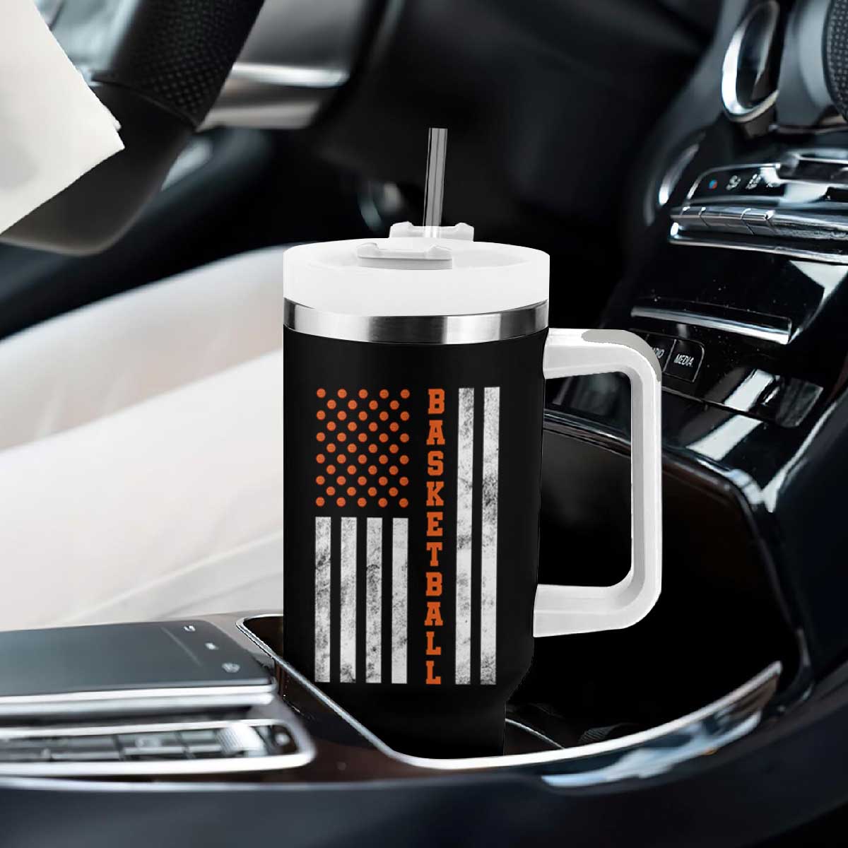 American Flag Basketball Tumbler With Handle USA Sports Fan TS12 Print Your Wear