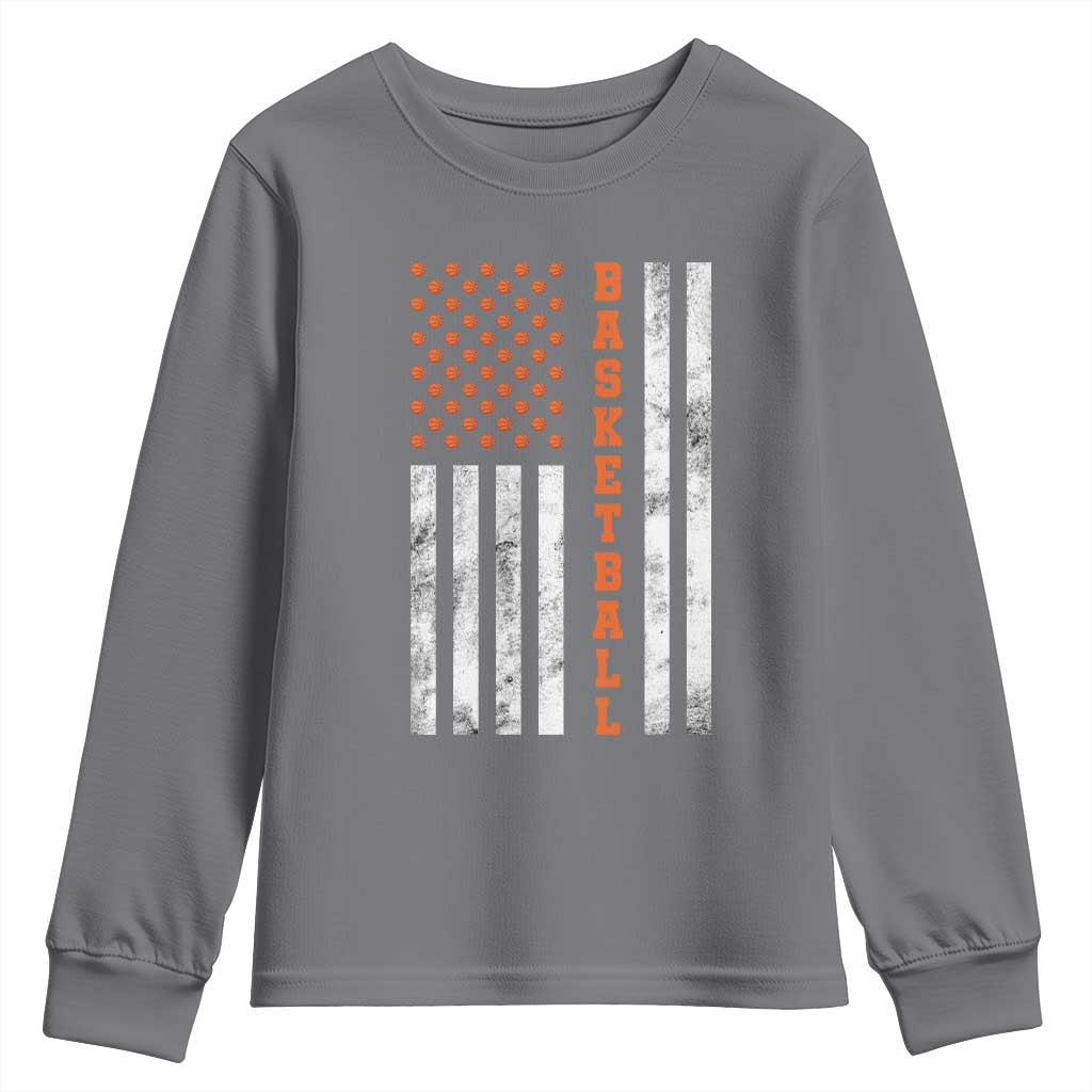 American Flag Basketball Youth Sweatshirt USA Sports Fan TS12 Charcoal Print Your Wear
