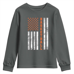 American Flag Basketball Youth Sweatshirt USA Sports Fan TS12 Dark Heather Print Your Wear