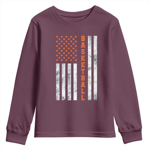 American Flag Basketball Youth Sweatshirt USA Sports Fan TS12 Maroon Print Your Wear