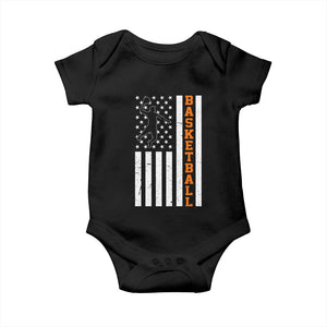 American Flag Basketball Baby Onesie Patriotic Sports Lover Gift TS12 Black Print Your Wear