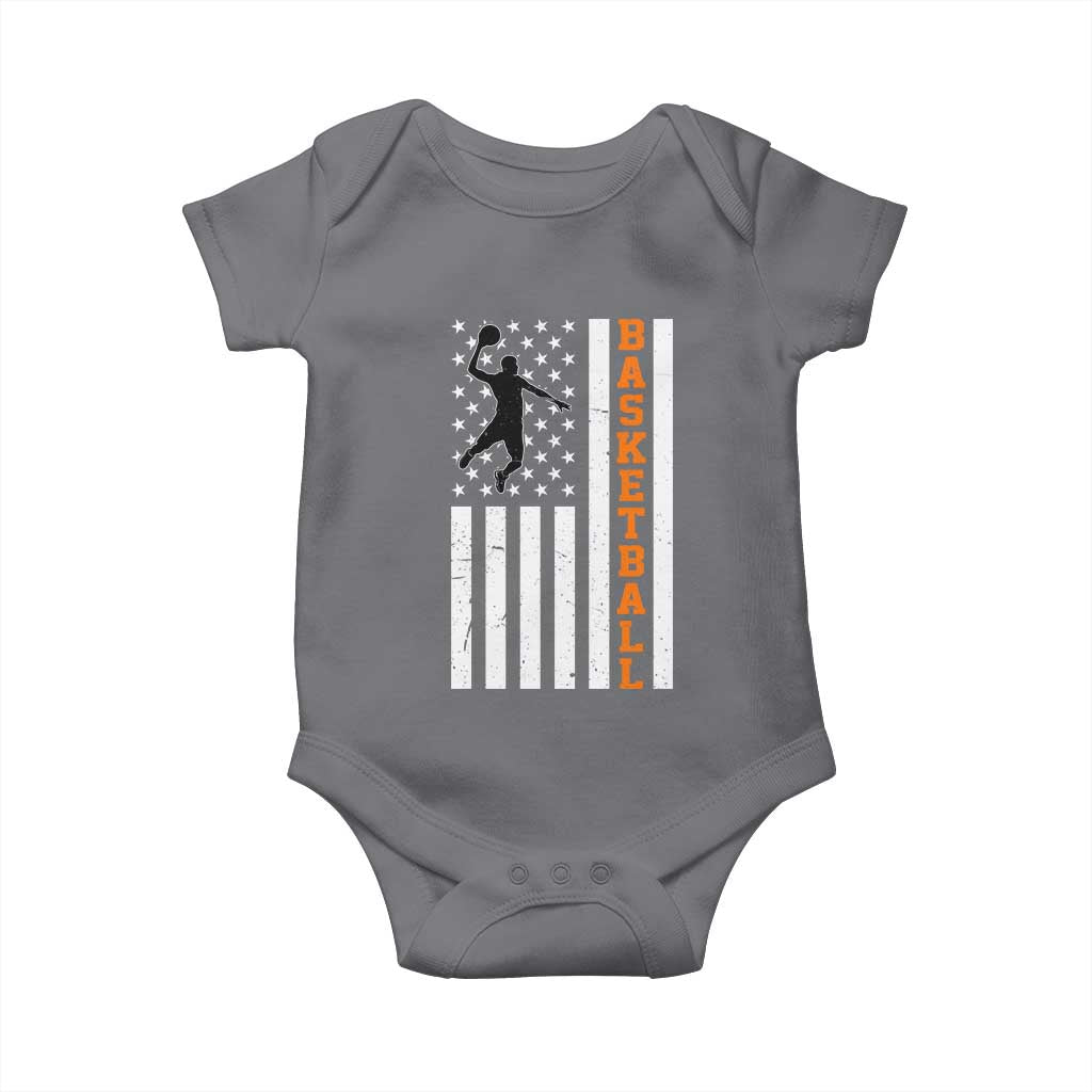 American Flag Basketball Baby Onesie Patriotic Sports Lover Gift TS12 Charcoal Print Your Wear