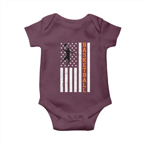 American Flag Basketball Baby Onesie Patriotic Sports Lover Gift TS12 Maroon Print Your Wear
