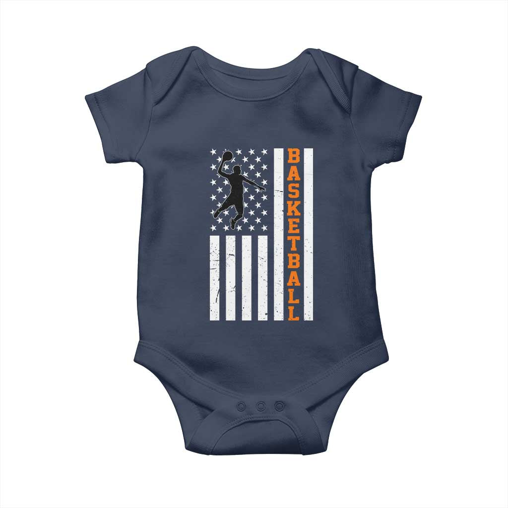 American Flag Basketball Baby Onesie Patriotic Sports Lover Gift TS12 Navy Print Your Wear