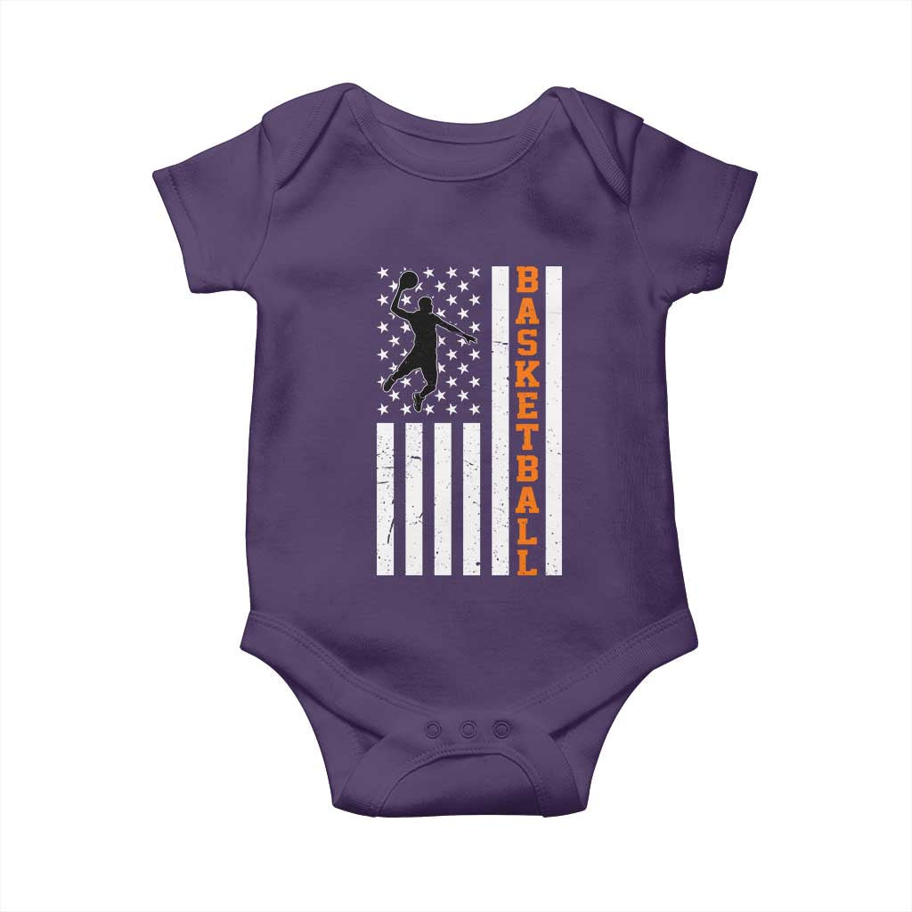 American Flag Basketball Baby Onesie Patriotic Sports Lover Gift TS12 Purple Print Your Wear