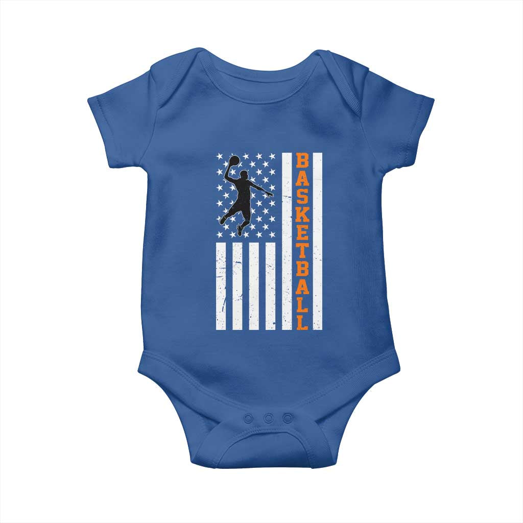 American Flag Basketball Baby Onesie Patriotic Sports Lover Gift TS12 Royal Blue Print Your Wear