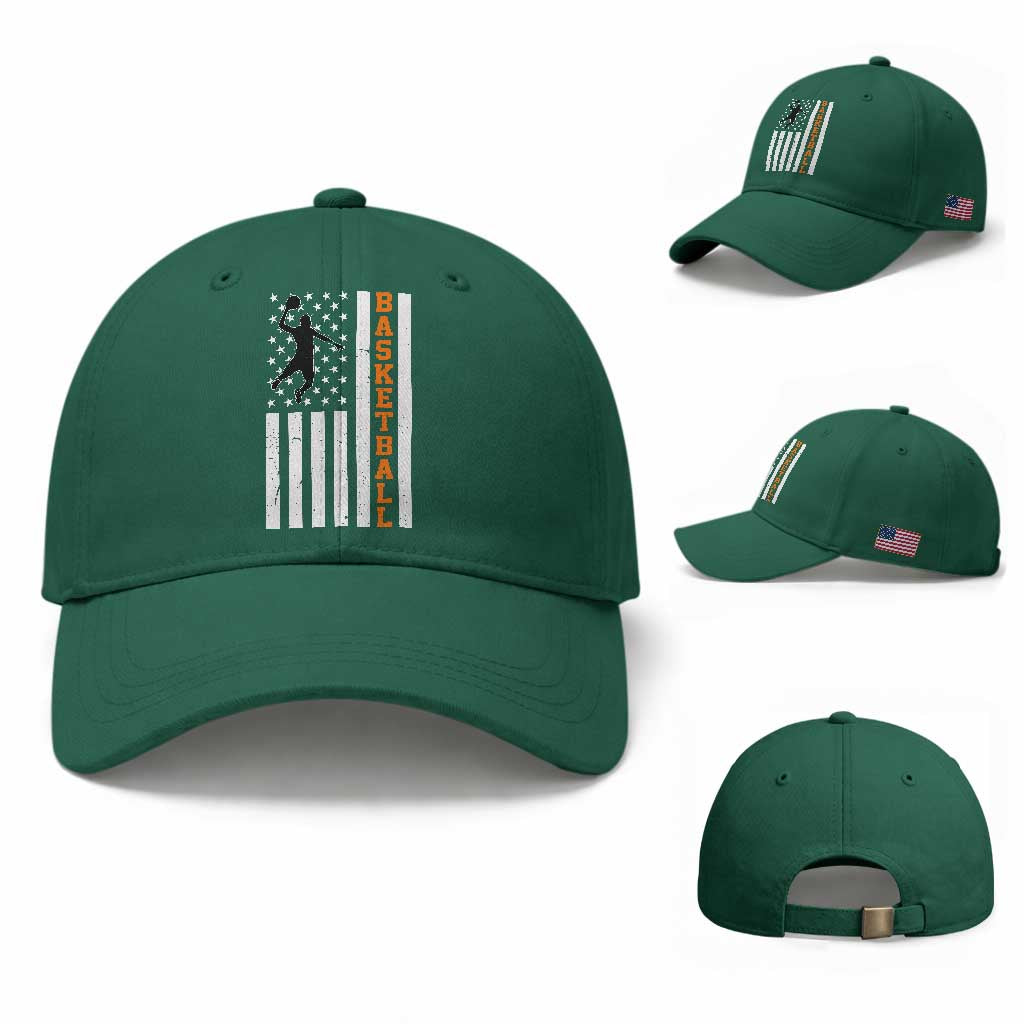 American Flag Basketball Baseball Cap Patriotic Sports Lover Gift TS12 Baseball Cap Universal Fit Irish Green Print Your Wear