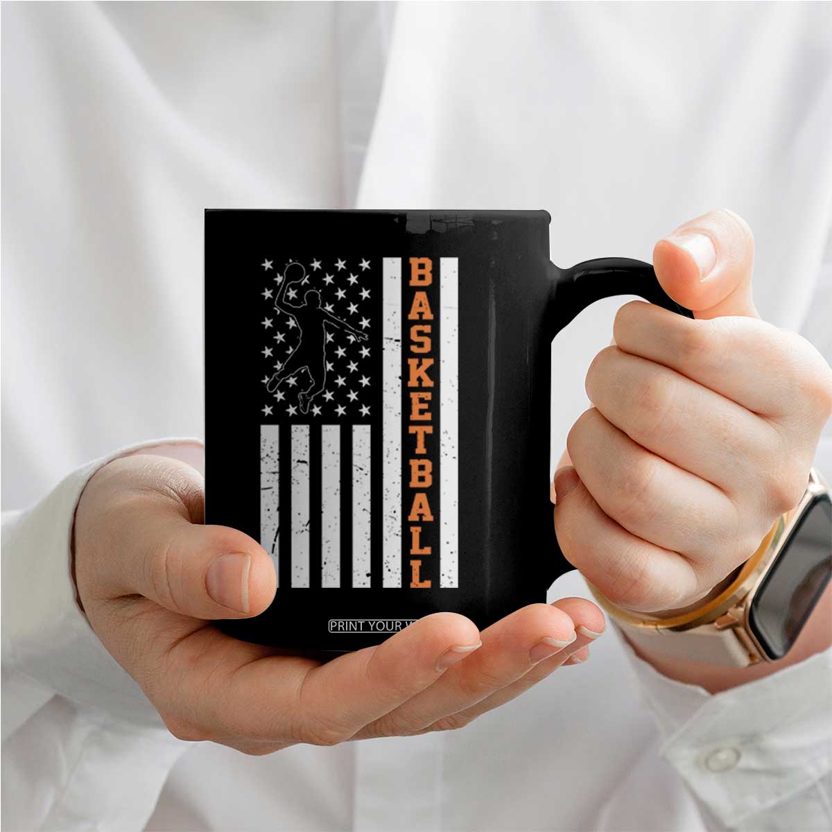 American Flag Basketball Coffee Mug Patriotic Sports Lover Gift TS12 Print Your Wear