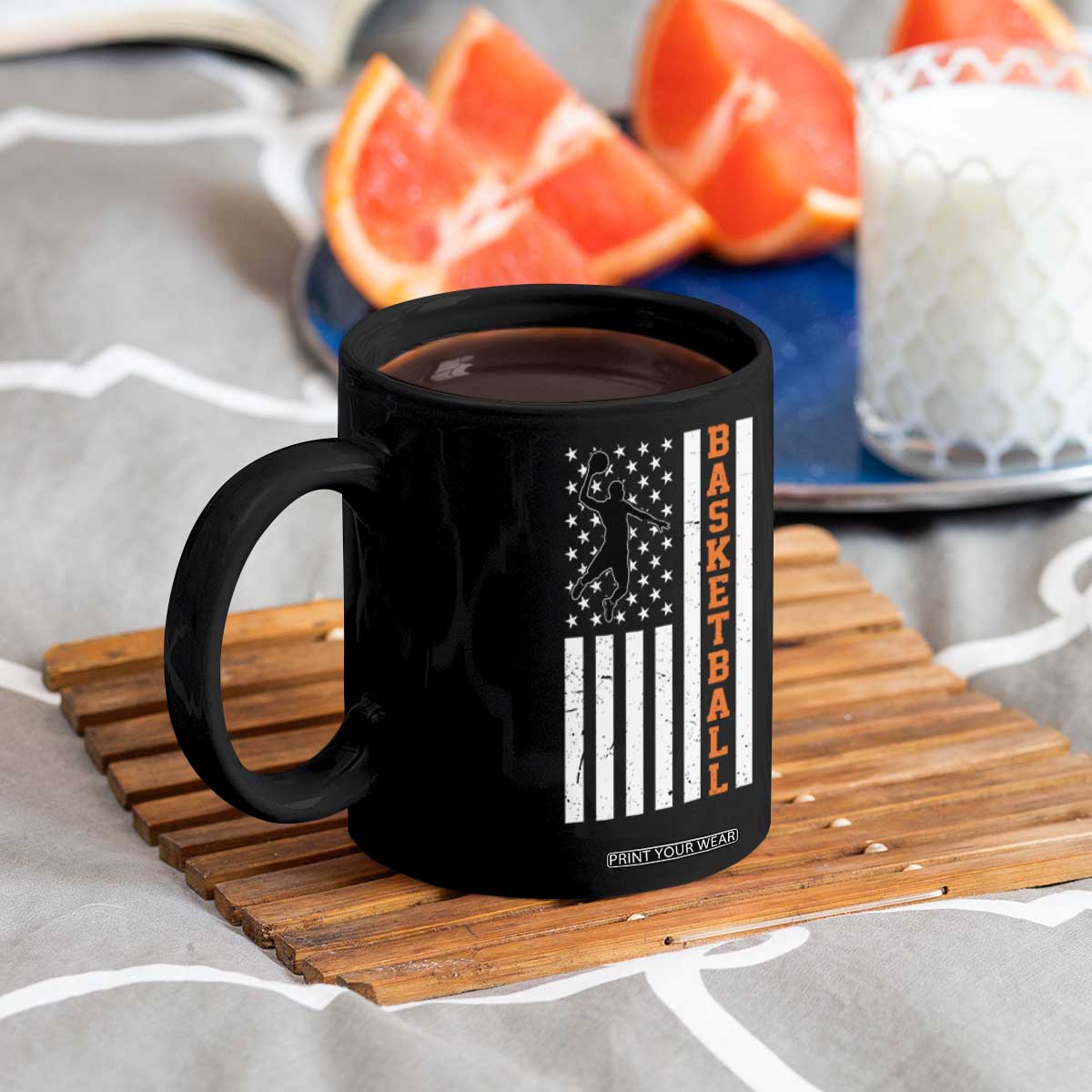 American Flag Basketball Coffee Mug Patriotic Sports Lover Gift TS12 Print Your Wear