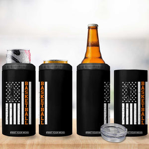 American Flag Basketball 4 in 1 Can Cooler Tumbler Patriotic Sports Lover Gift TS12 Print Your Wear