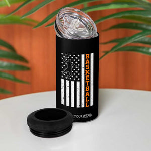 American Flag Basketball 4 in 1 Can Cooler Tumbler Patriotic Sports Lover Gift TS12 Print Your Wear