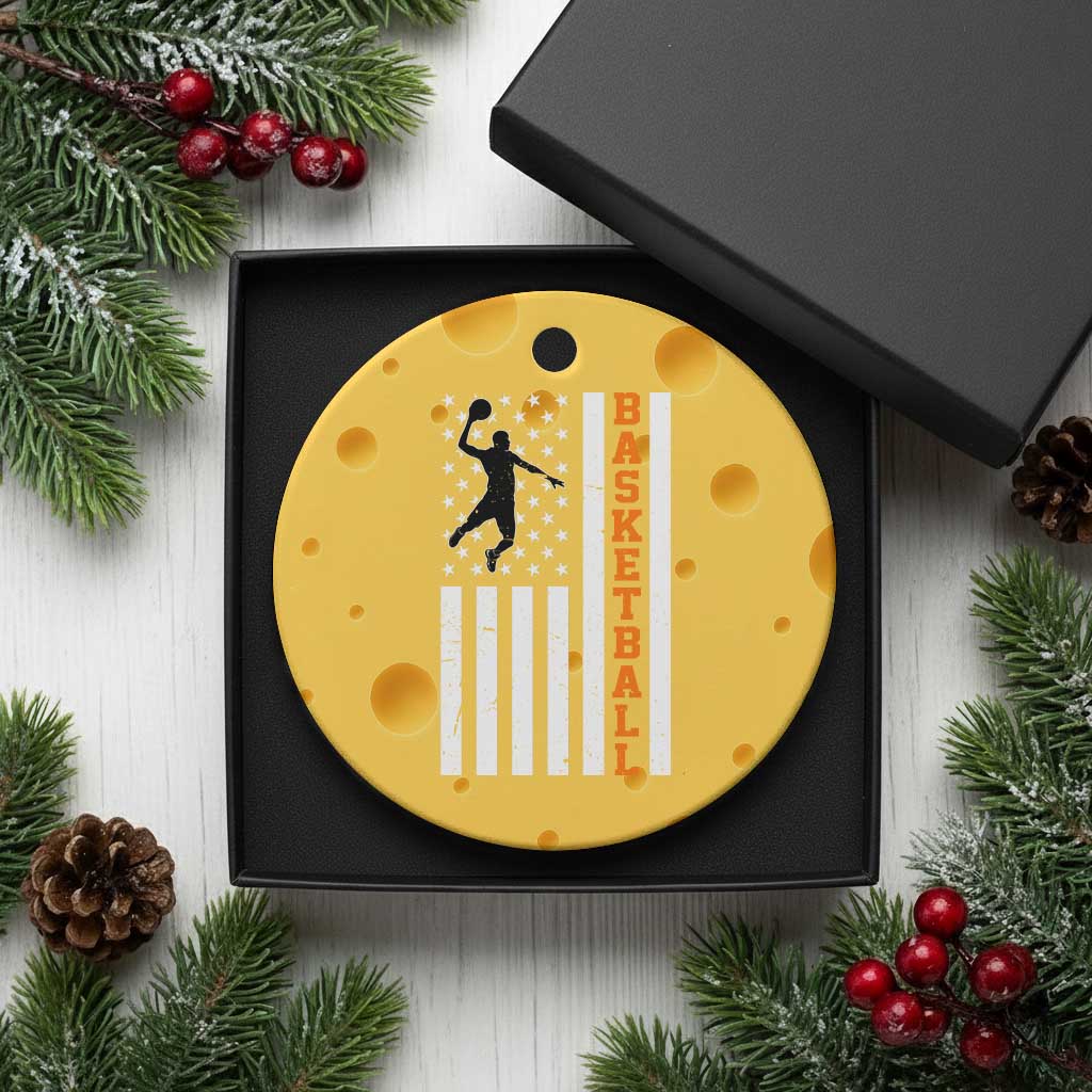 American Flag Basketball Ceramic Ornament Patriotic Sports Lover Gift TS12 1pc Yellow Cheese Print Your Wear