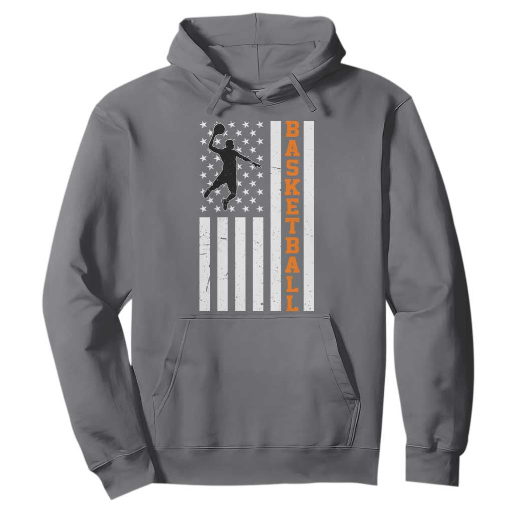 American Flag Basketball Hoodie Patriotic Sports Lover Gift TS12 Charcoal Print Your Wear