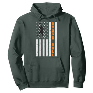 American Flag Basketball Hoodie Patriotic Sports Lover Gift TS12 Dark Forest Green Print Your Wear