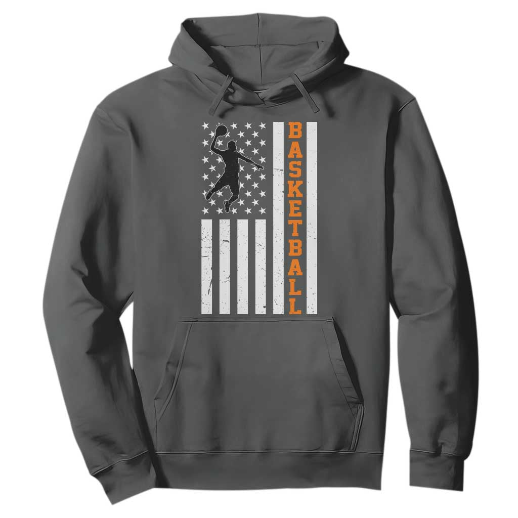 American Flag Basketball Hoodie Patriotic Sports Lover Gift TS12 Dark Heather Print Your Wear