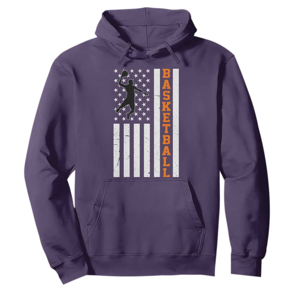 American Flag Basketball Hoodie Patriotic Sports Lover Gift TS12 Purple Print Your Wear