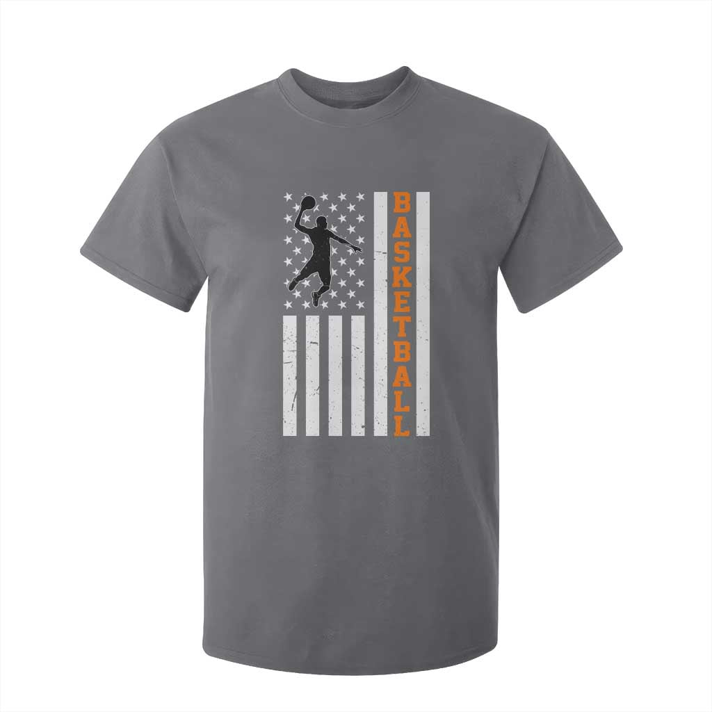 American Flag Basketball T Shirt For Kid Patriotic Sports Lover Gift TS12 Charcoal Print Your Wear