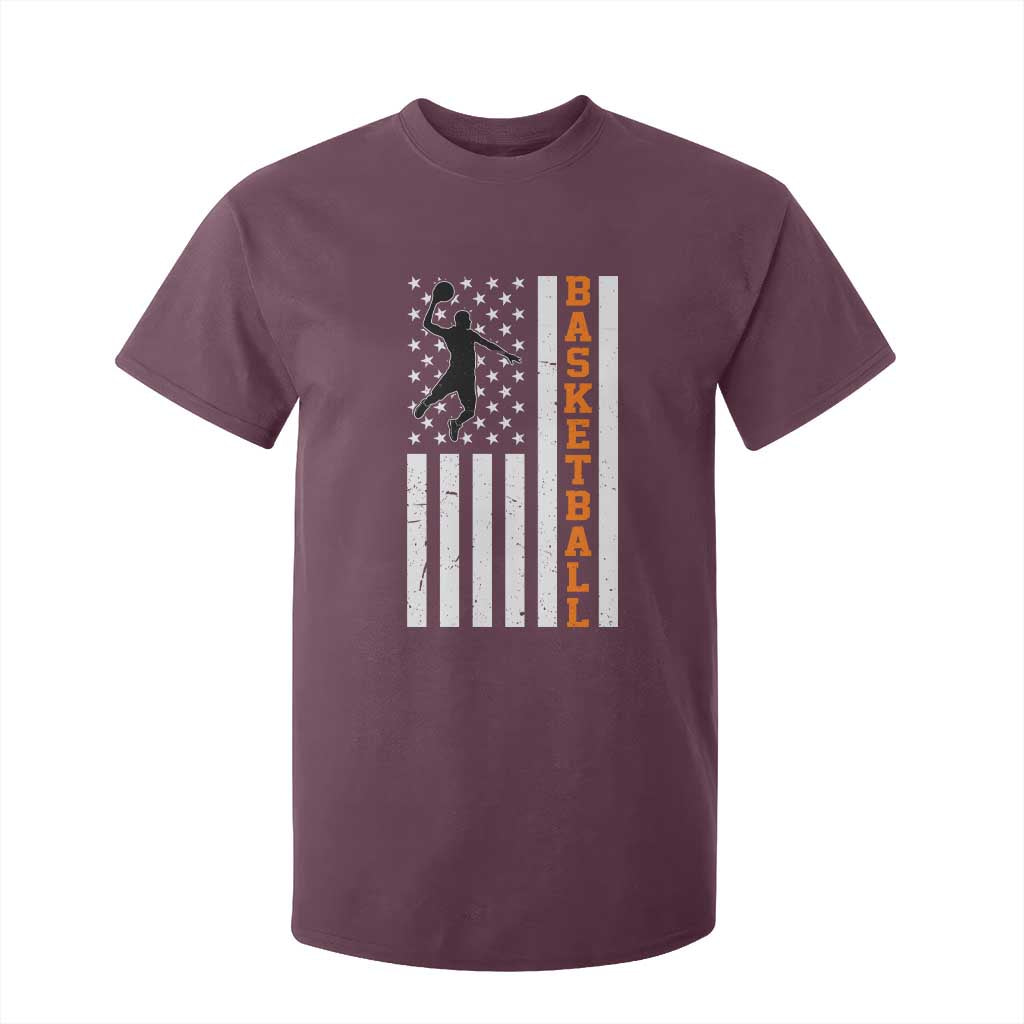 American Flag Basketball T Shirt For Kid Patriotic Sports Lover Gift TS12 Maroon Print Your Wear