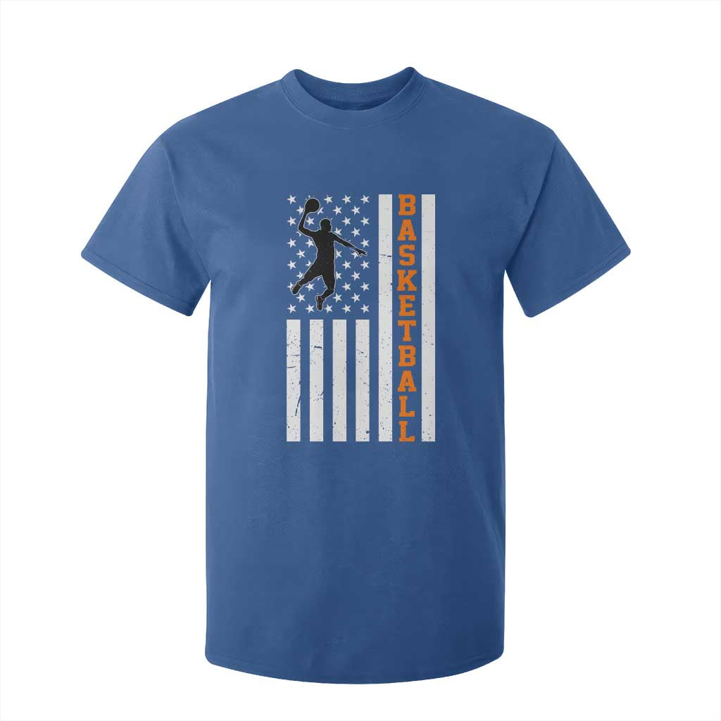American Flag Basketball T Shirt For Kid Patriotic Sports Lover Gift TS12 Royal Blue Print Your Wear
