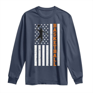American Flag Basketball Long Sleeve Shirt Patriotic Sports Lover Gift TS12 Navy Print Your Wear