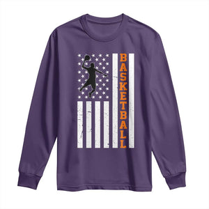 American Flag Basketball Long Sleeve Shirt Patriotic Sports Lover Gift TS12 Purple Print Your Wear