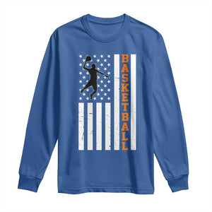 American Flag Basketball Long Sleeve Shirt Patriotic Sports Lover Gift TS12 Royal Blue Print Your Wear