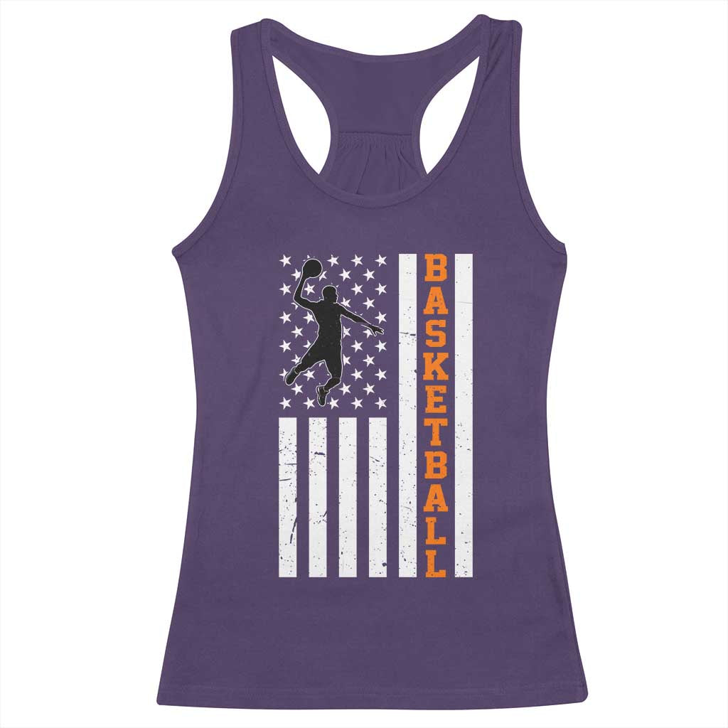 American Flag Basketball Racerback Tank Top Patriotic Sports Lover Gift TS12 Purple Print Your Wear
