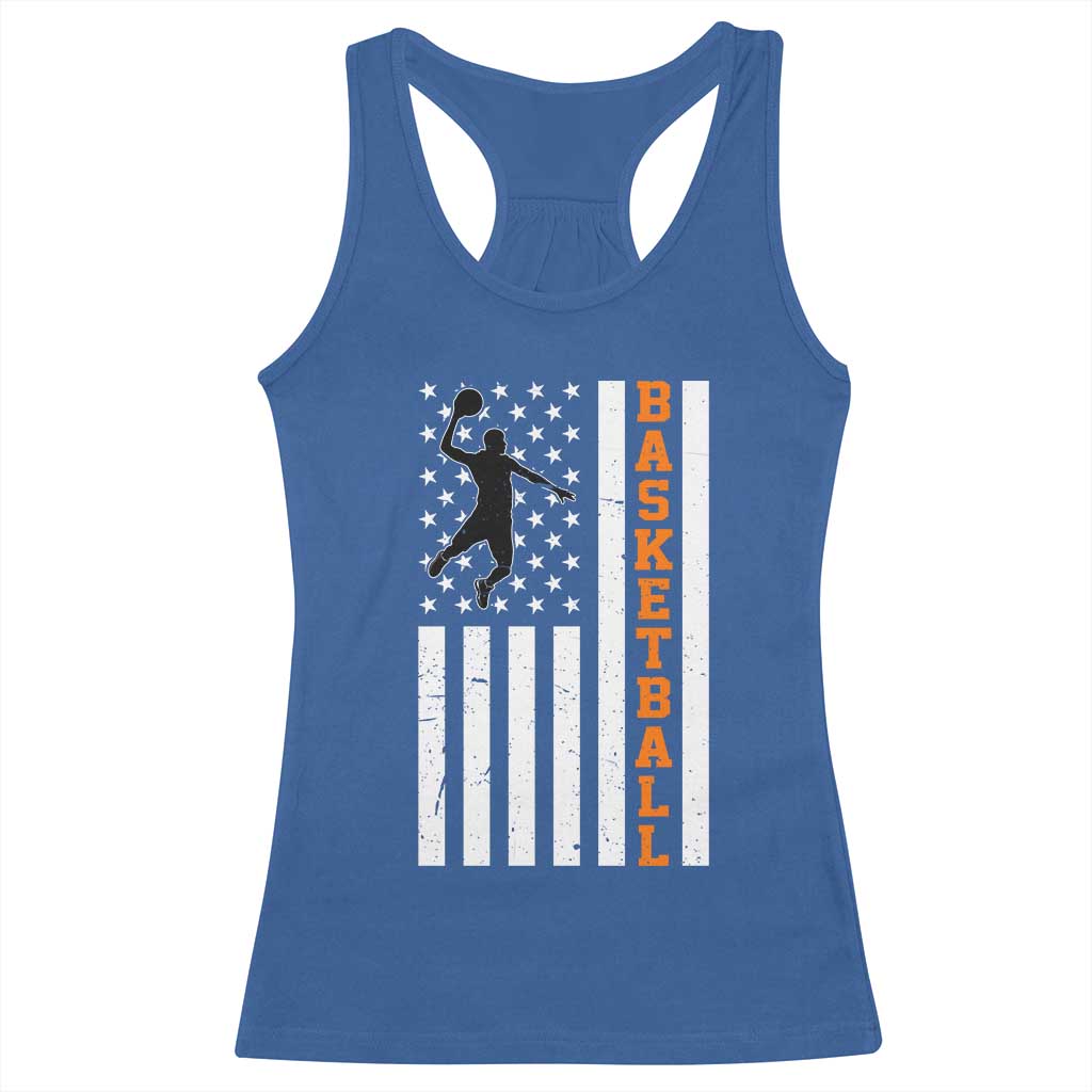 American Flag Basketball Racerback Tank Top Patriotic Sports Lover Gift TS12 Royal Blue Print Your Wear
