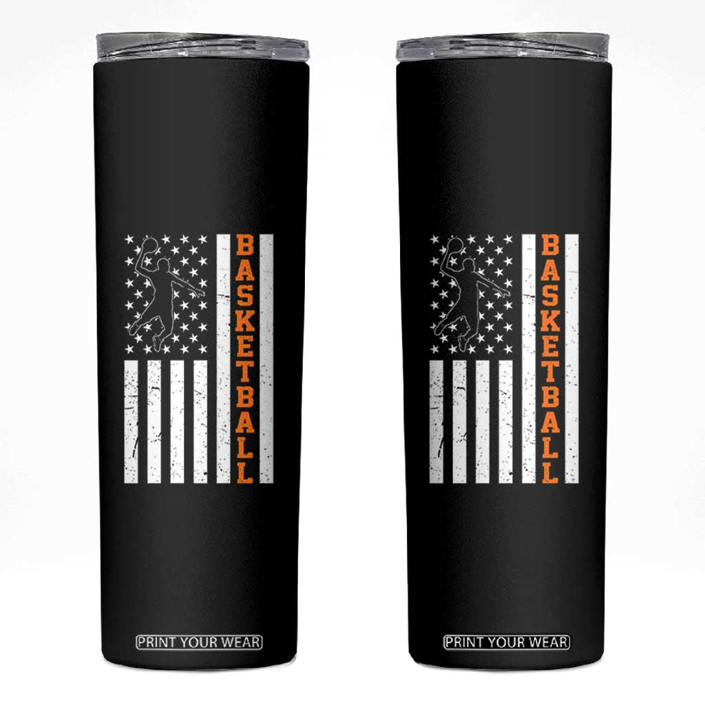 American Flag Basketball Skinny Tumbler Patriotic Sports Lover Gift TS12 Black Print Your Wear