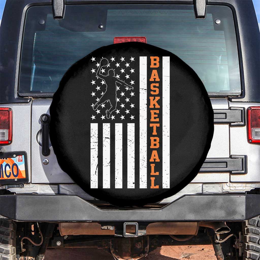 American Flag Basketball Spare Tire Cover Patriotic Sports Lover Gift TS12 No hole Black Print Your Wear