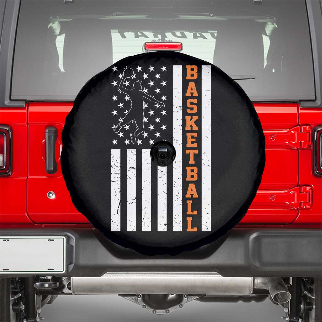 American Flag Basketball Spare Tire Cover Patriotic Sports Lover Gift TS12 Black Print Your Wear