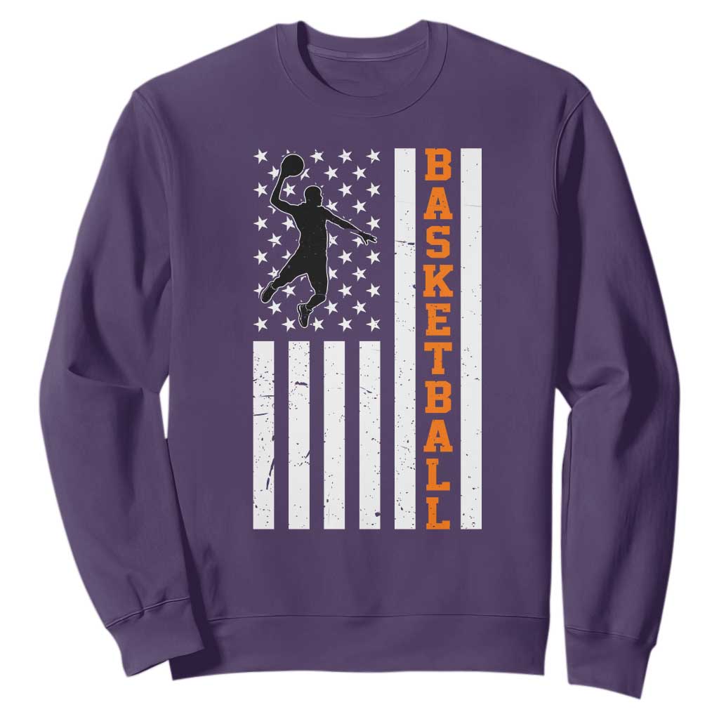 American Flag Basketball Sweatshirt Patriotic Sports Lover Gift TS12 Purple Print Your Wear