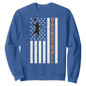 American Flag Basketball Sweatshirt Patriotic Sports Lover Gift TS12 Royal Blue Print Your Wear