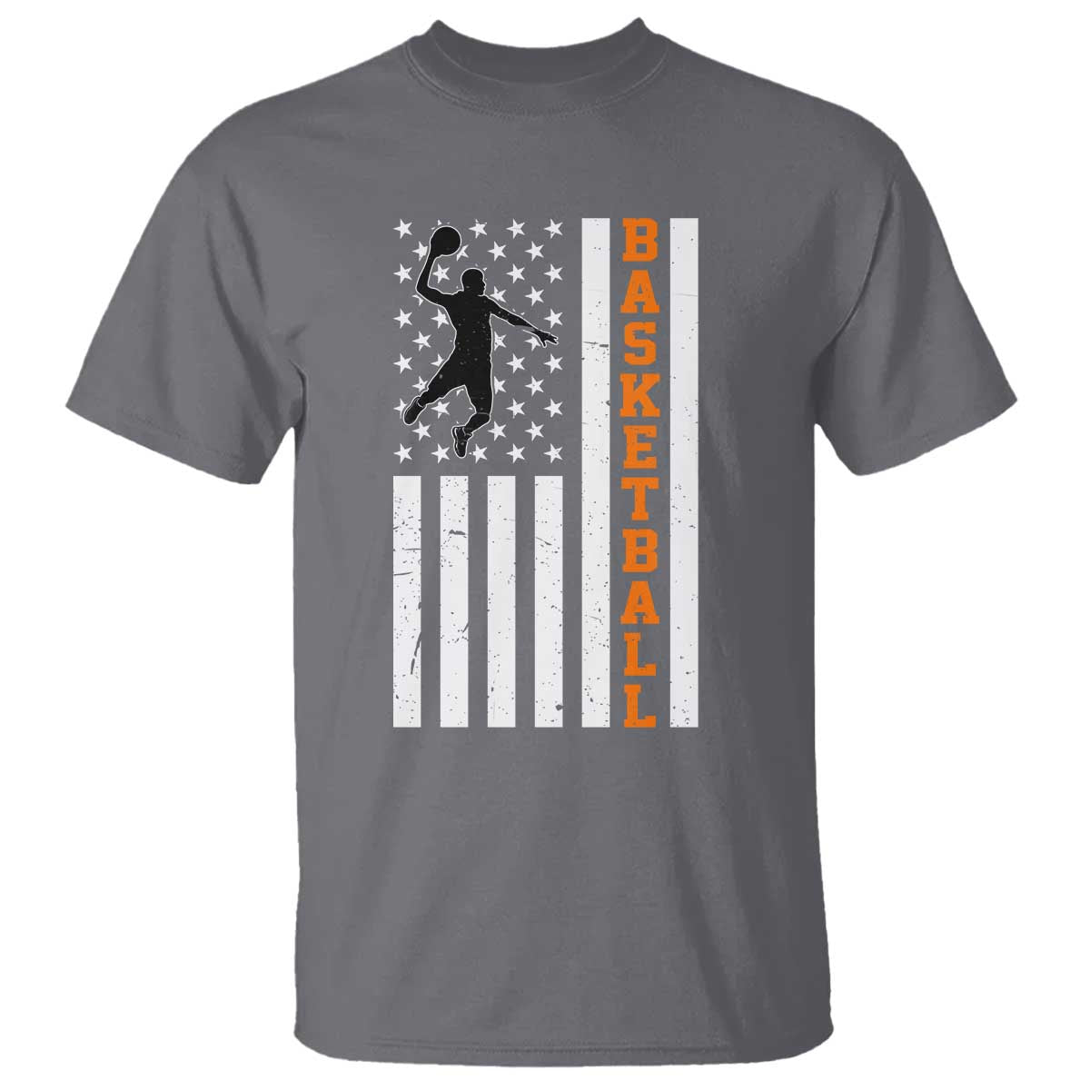 American Flag Basketball T Shirt Patriotic Sports Lover Gift TS12 Charcoal Print Your Wear