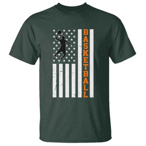American Flag Basketball T Shirt Patriotic Sports Lover Gift TS12 Dark Forest Green Print Your Wear