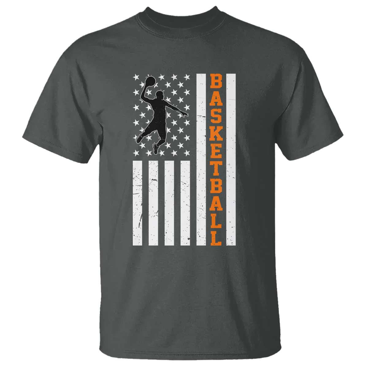 American Flag Basketball T Shirt Patriotic Sports Lover Gift TS12 Dark Heather Print Your Wear