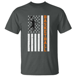 American Flag Basketball T Shirt Patriotic Sports Lover Gift TS12 Dark Heather Print Your Wear