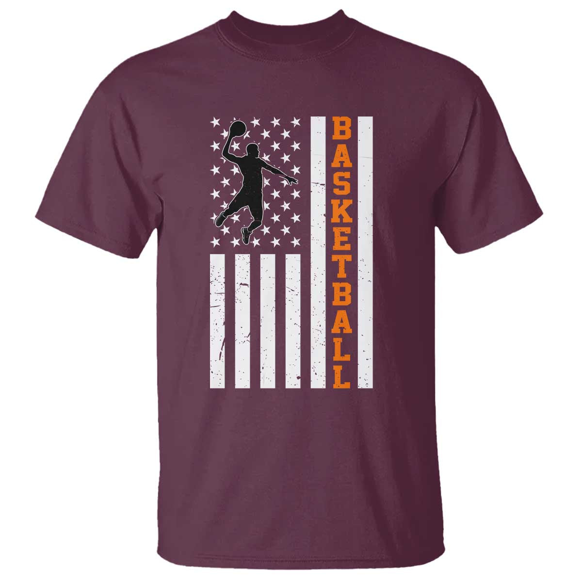 American Flag Basketball T Shirt Patriotic Sports Lover Gift TS12 Maroon Print Your Wear