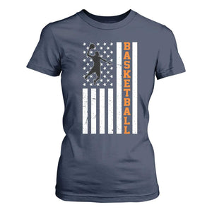American Flag Basketball T Shirt For Women Patriotic Sports Lover Gift TS12 Navy Print Your Wear