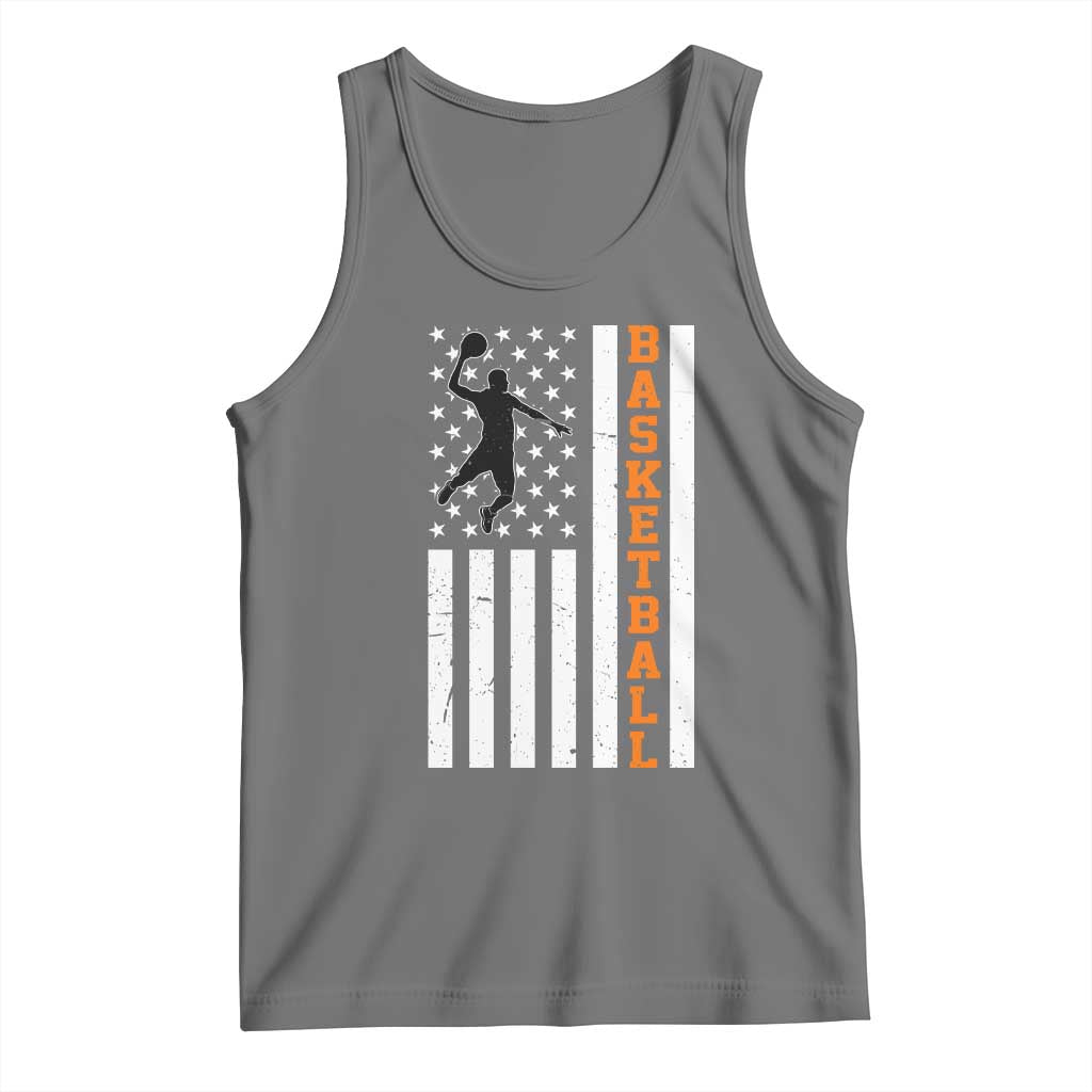 American Flag Basketball Tank Top Patriotic Sports Lover Gift TS12 Black Heather Print Your Wear