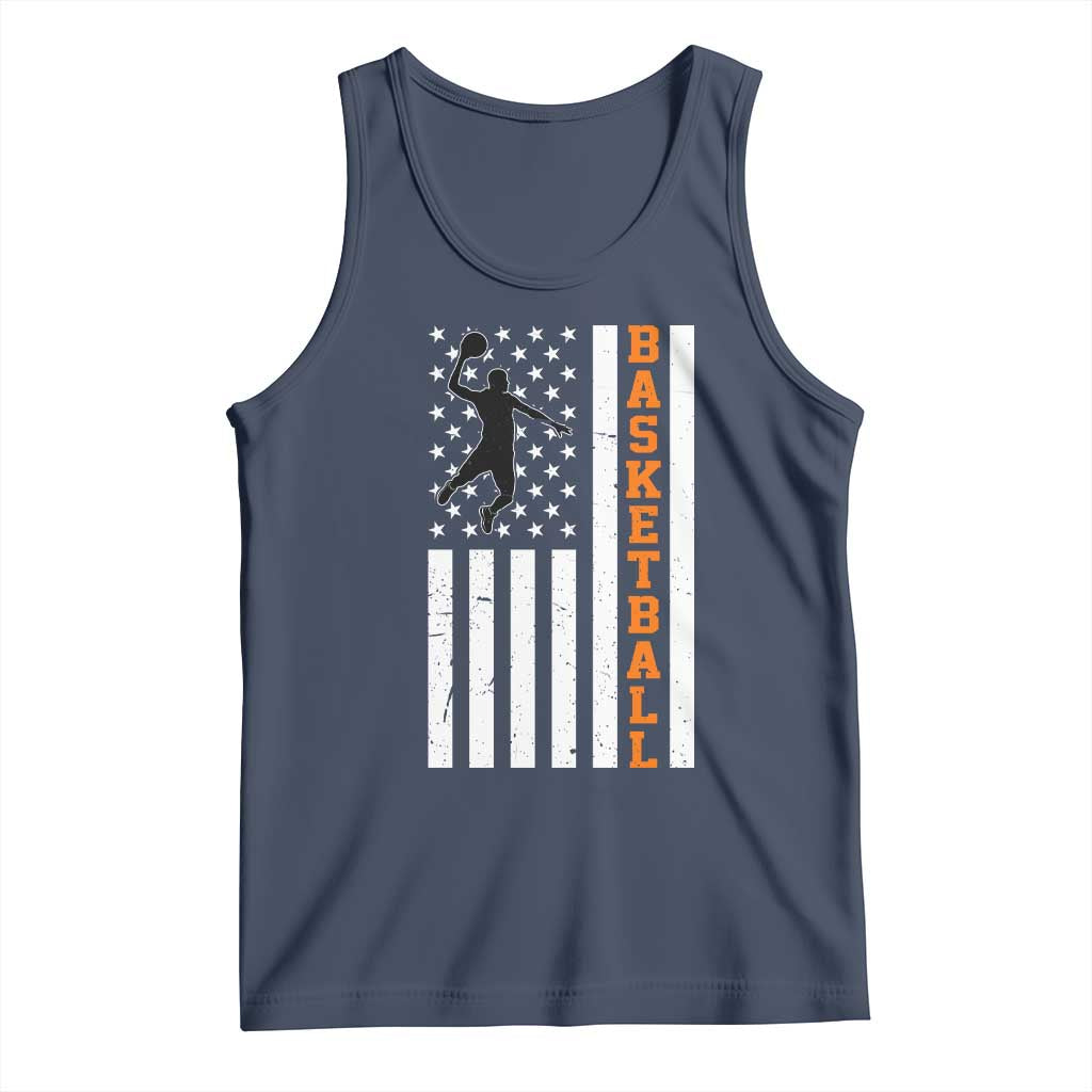 American Flag Basketball Tank Top Patriotic Sports Lover Gift TS12 Navy Print Your Wear
