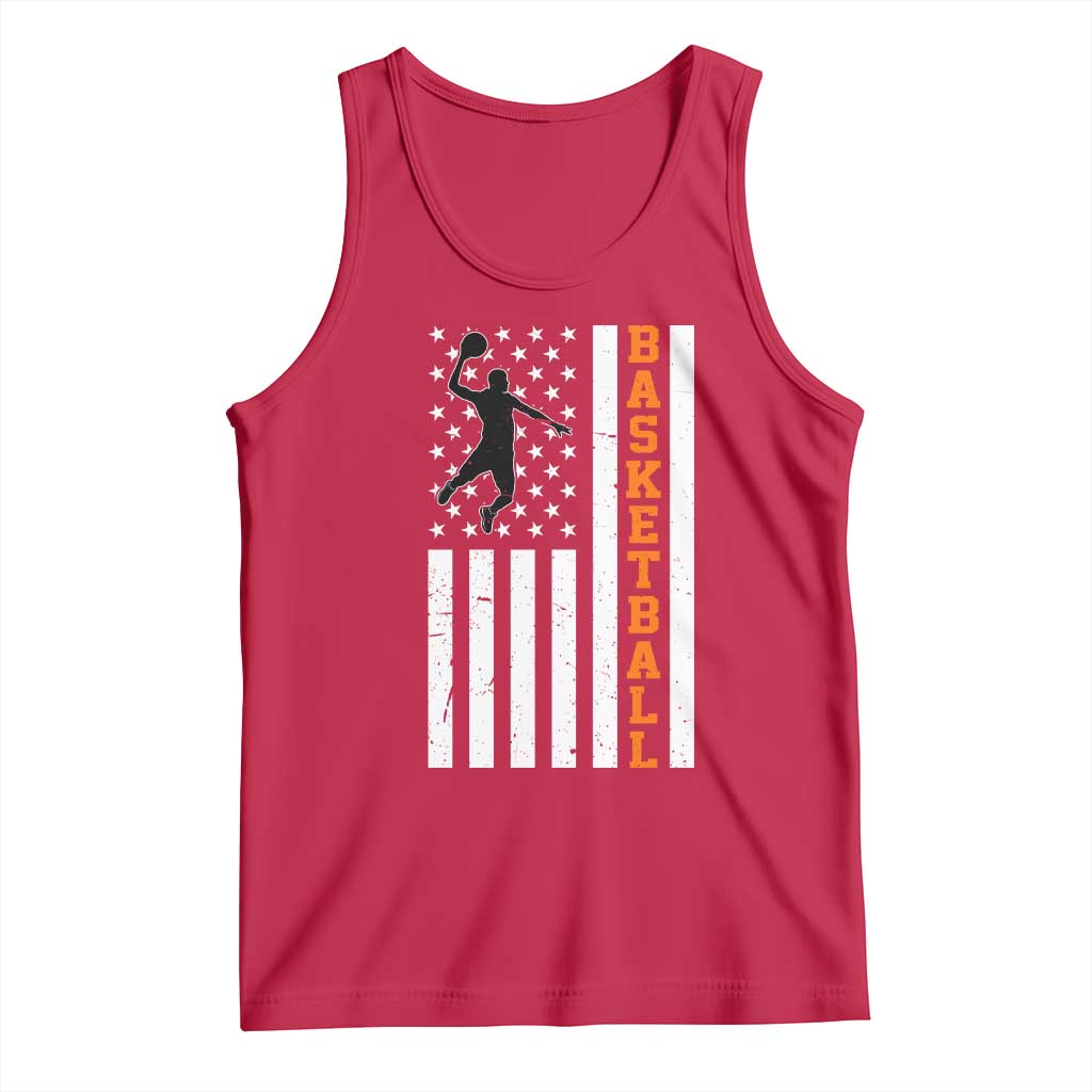 American Flag Basketball Tank Top Patriotic Sports Lover Gift TS12 Red Print Your Wear