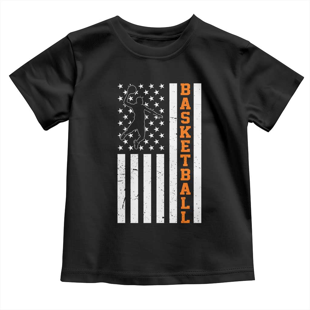 American Flag Basketball Toddler T Shirt Patriotic Sports Lover Gift TS12 Black Print Your Wear