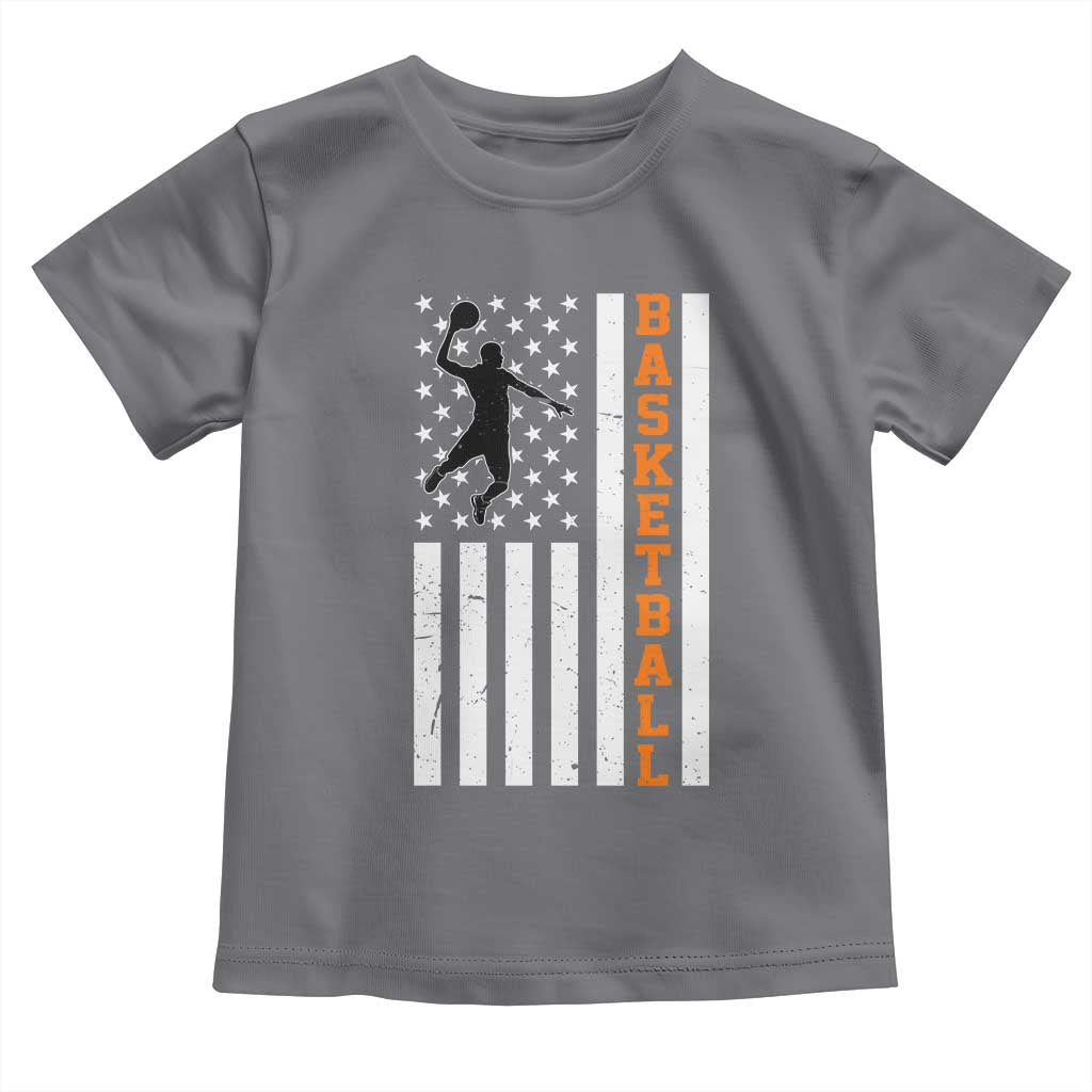 American Flag Basketball Toddler T Shirt Patriotic Sports Lover Gift TS12 Charcoal Print Your Wear
