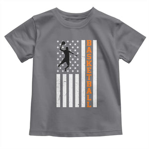 American Flag Basketball Toddler T Shirt Patriotic Sports Lover Gift TS12 Charcoal Print Your Wear