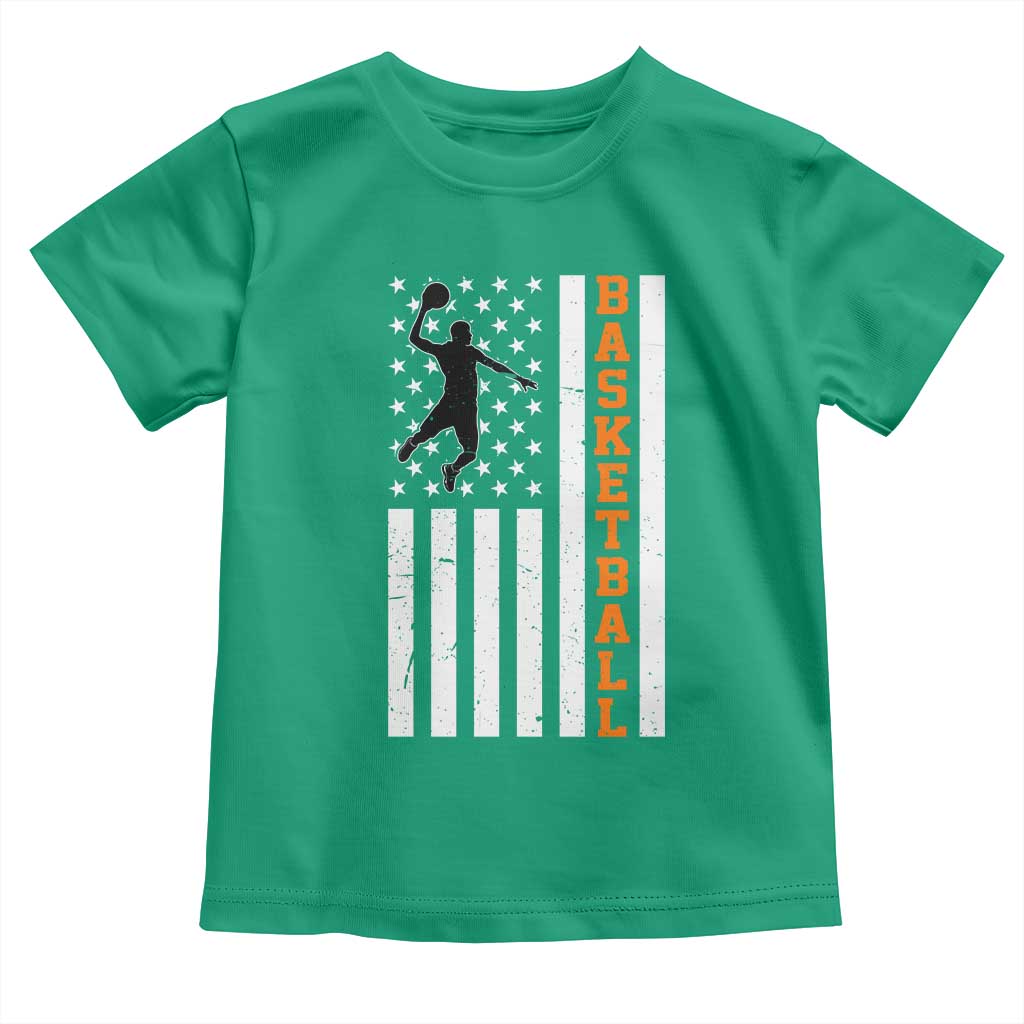 American Flag Basketball Toddler T Shirt Patriotic Sports Lover Gift TS12 Irish Green Print Your Wear