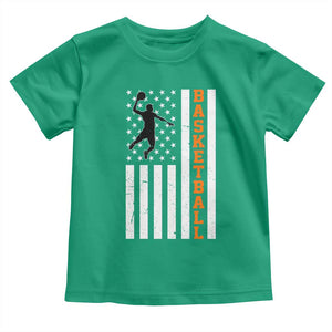 American Flag Basketball Toddler T Shirt Patriotic Sports Lover Gift TS12 Irish Green Print Your Wear