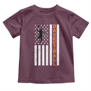 American Flag Basketball Toddler T Shirt Patriotic Sports Lover Gift TS12 Maroon Print Your Wear